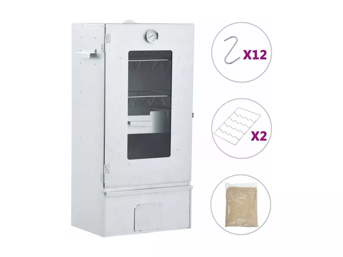 Fumoir de four à BBQ avec 1 kg de copeaux de bois 44,5x29x83 cm