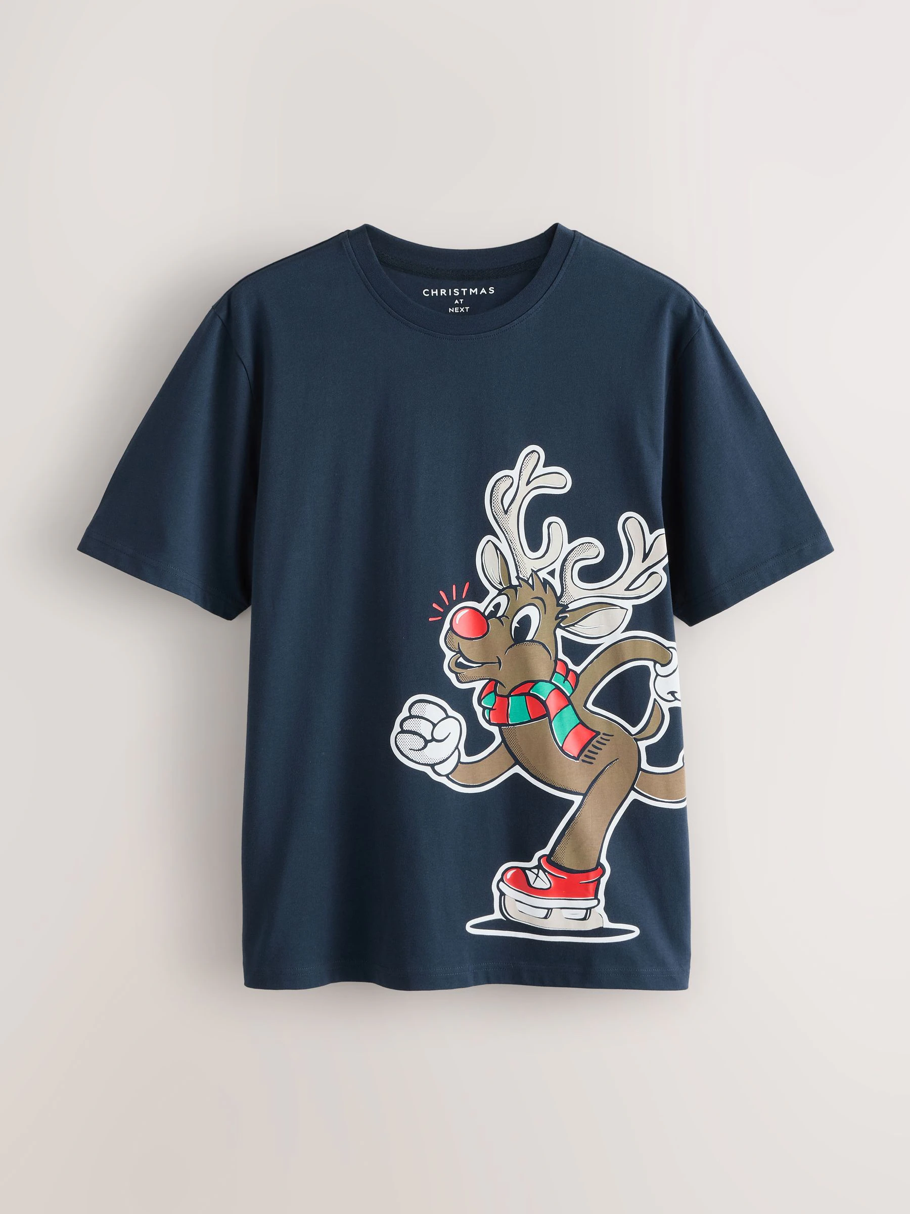 Marineblauw rendier - Normale Pasvorm - Kerst T-shirt