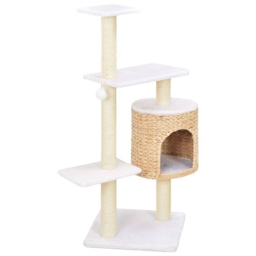 Arranhador para gatos com pelúcia e sisal, marrom