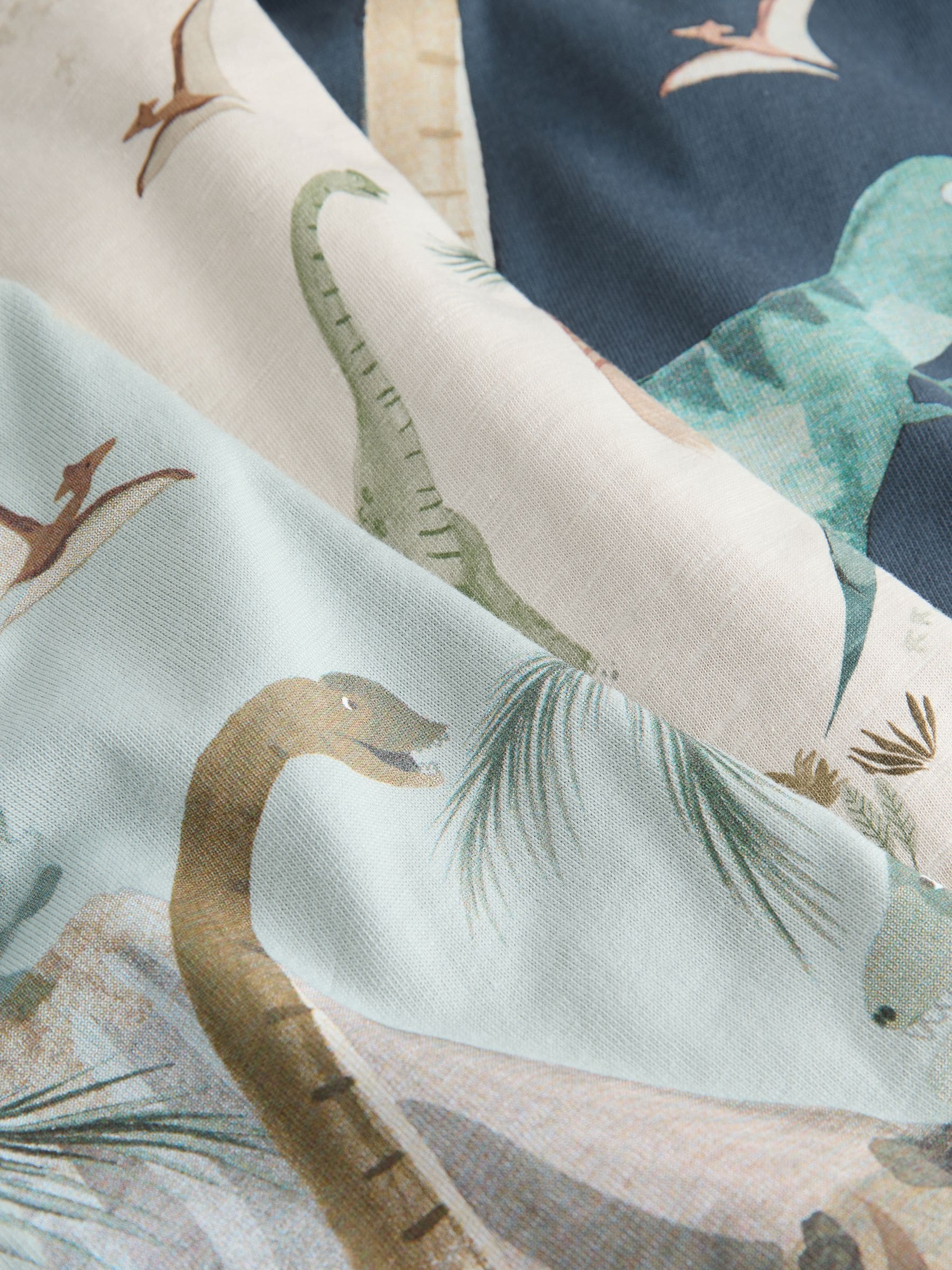 Mineraalkleurig aquarel met dinosaurus - Set van 3 T-shirts met grafische print en lange mouwen (3mnd-7jr)