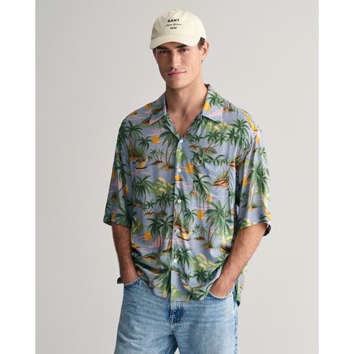 GANT Relaxed Fit Hawaiian Skjorte, Dove Blue, S