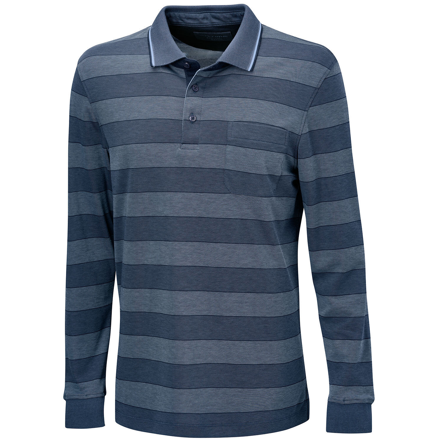 Gestreiftes Langarm-Poloshirt mit Brusttasche