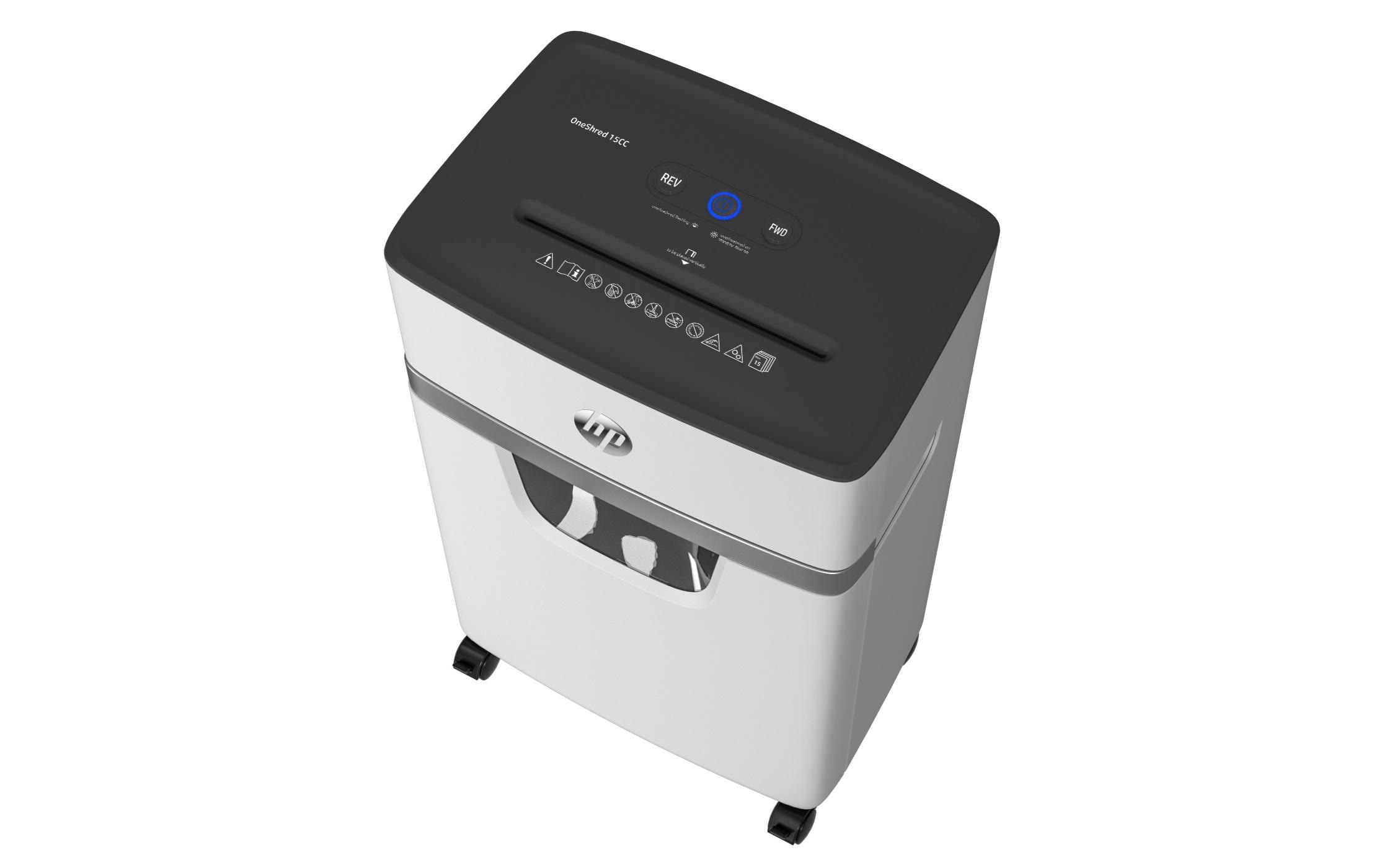 Aktenvernichter OneShred 15CC P-4, 15 Seiten<br>Dokumentenvernichter von HP