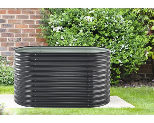 Verhoogd tuinbed, klassiek golvend design, 160 x 80 x 82 cm, antraciet
