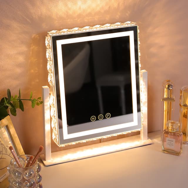VANITII Hollywood spejl med indbygget LED-belysning Krystalramme 25 x 30 cm