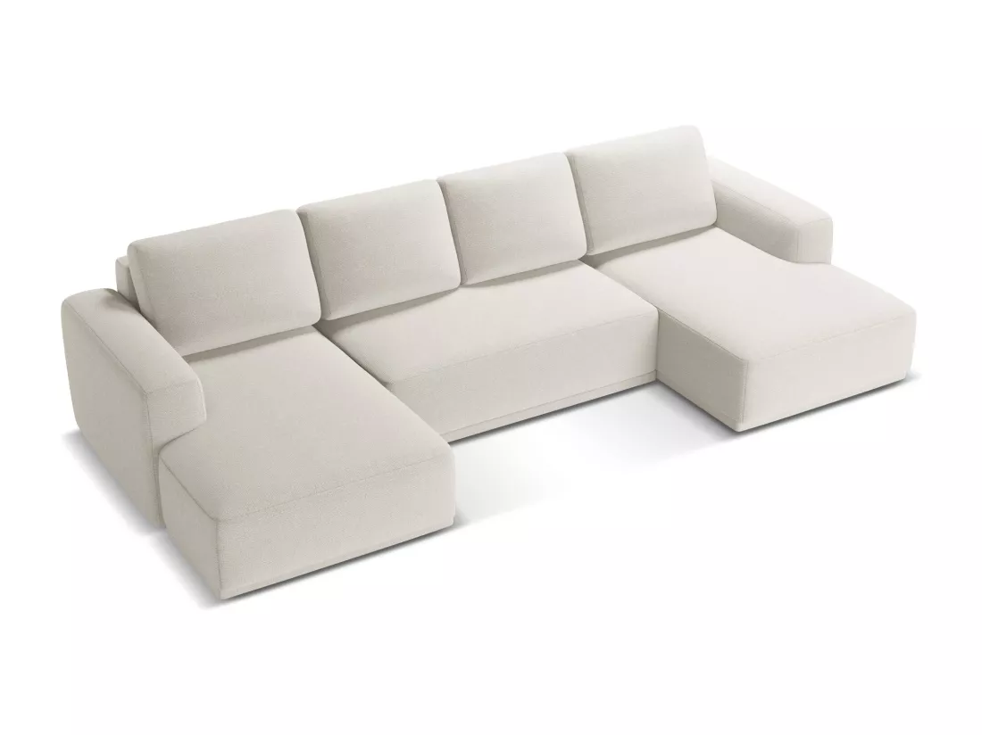 Canapé d'angle panoramique convertible en tissu chenille - argent - KAILA