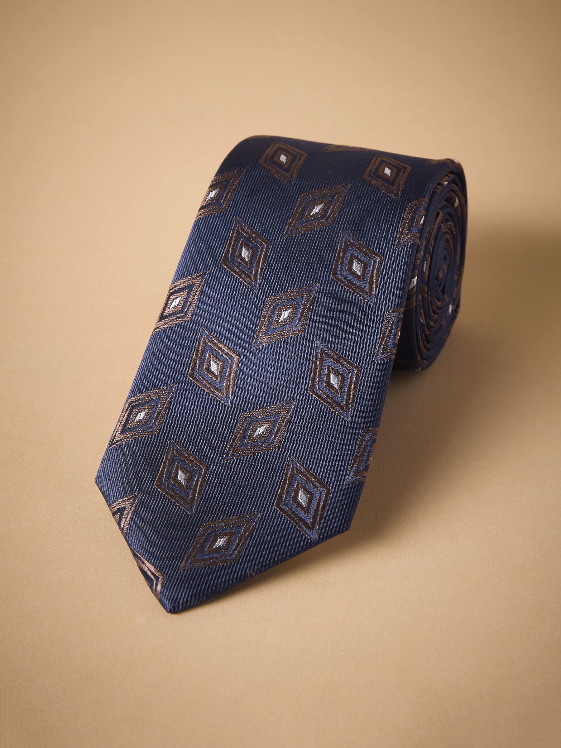 Marineblauw - Signature Silk Design Tie
