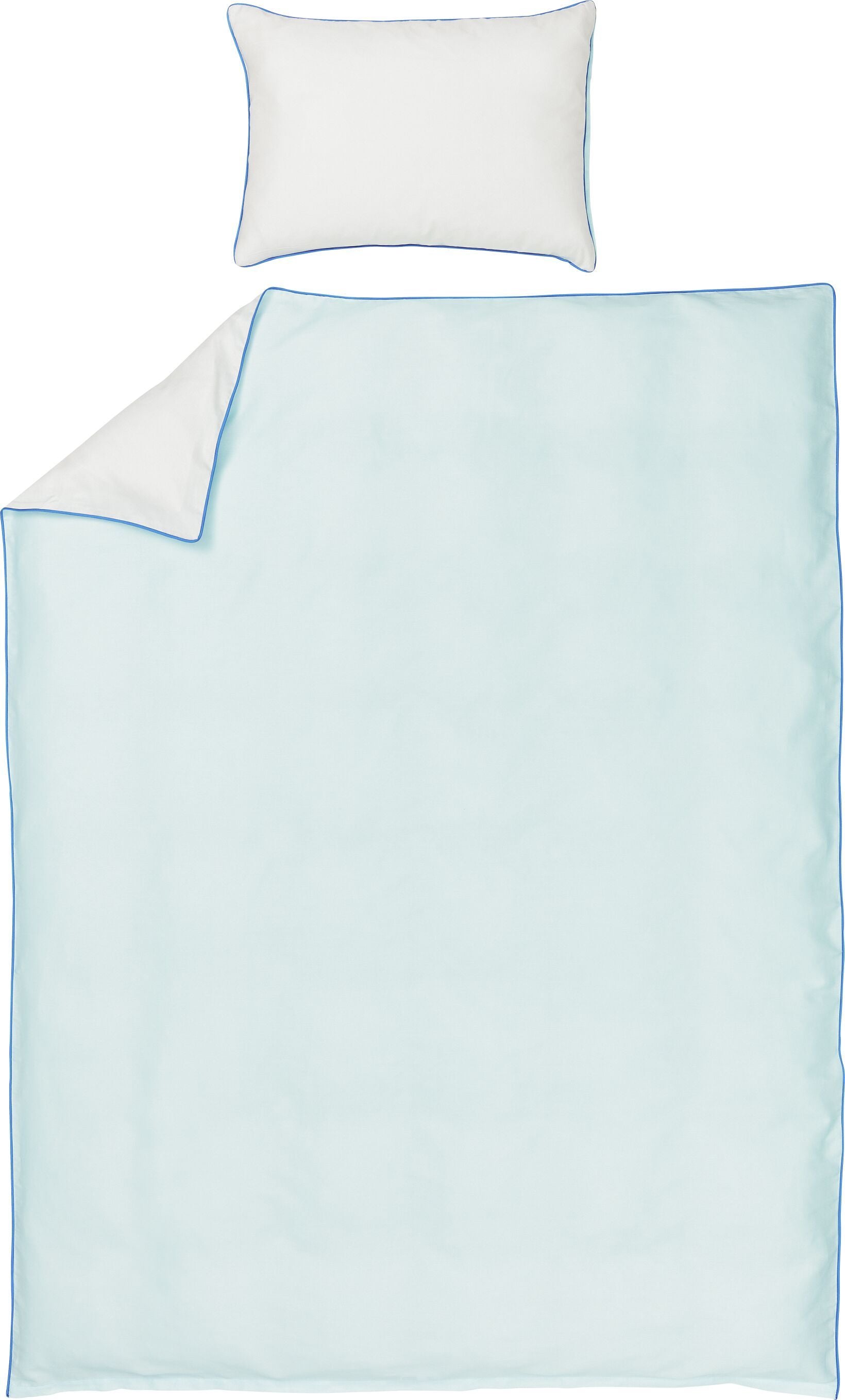 SE-SOLE Bettwäsche 160x210 50x70 weiss - Hellblau / Bettwäsche-Set - 50 x 70   160 x 210 cm