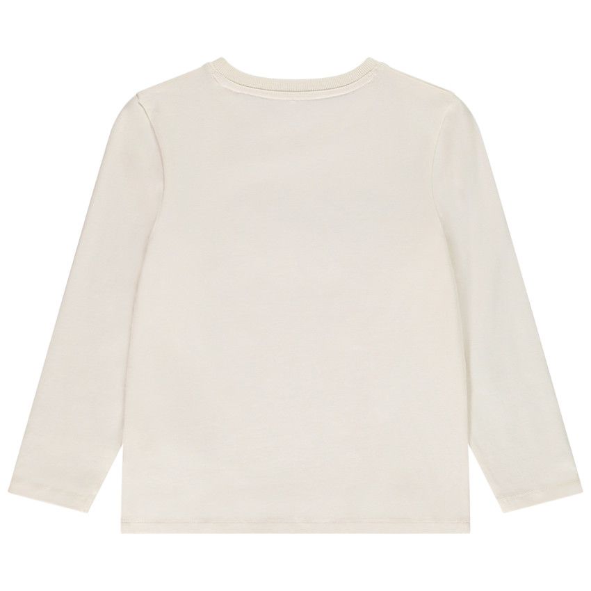 T-shirt manches longues en jersey avec visuel bouclette pour garçon - Ecru