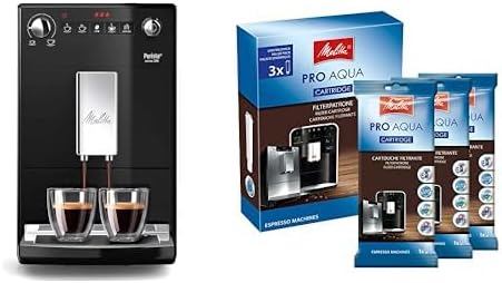 Melitta, Purista, Argent, F230-101 Machine à Café et Expresso 1L Automatique avec Broyeur à Grains, Compacte, Silencieuse