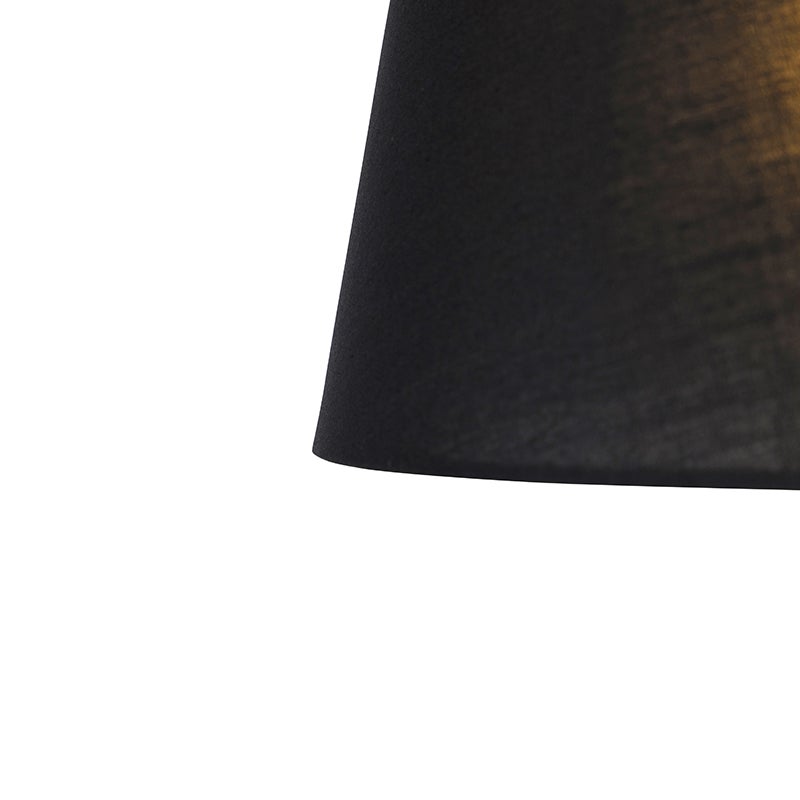 QAZQA - Klassieke I Antieke Klassieke Staande Lamp Messing met Zwarte Kap Verstelbaar - Ladas I Woonkamer I Slaapkamer - Staal Langwerpig - LED Geschikt E27
