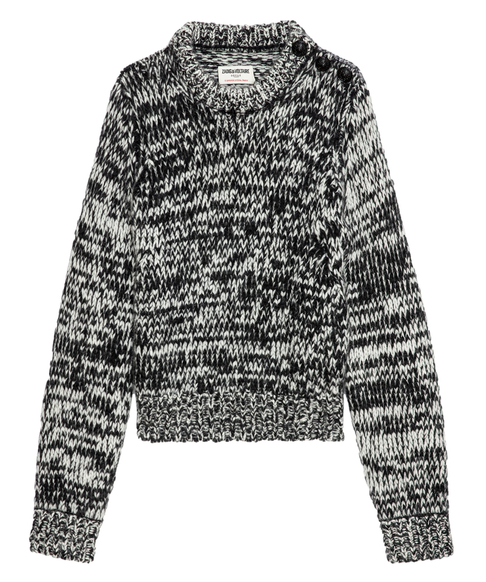 TEVA - Pull maille effet tweed en laine mélangée | Noir