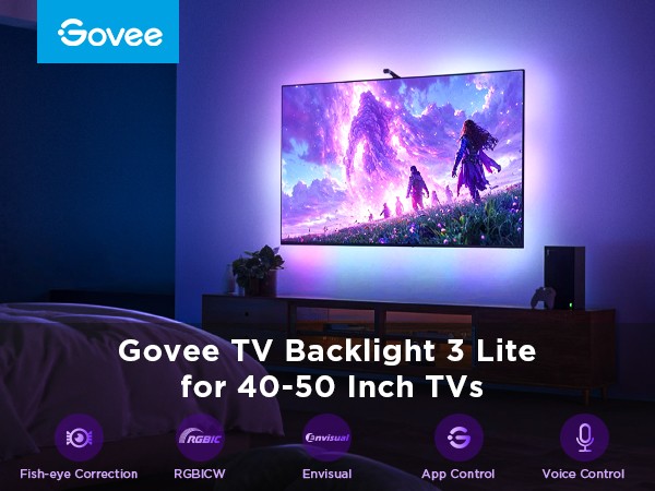 Govee - TV Baggrundsbelysning 3 Lite (40–50 tommer) – Forbedret Lys til Din Underholdningsoplevelse
