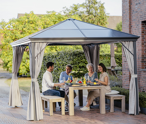 Leco Pavillon mit Seitenwänden, 6-mm-HKP