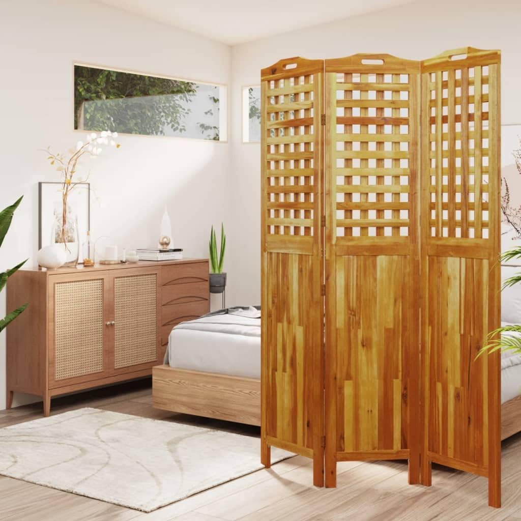 vidaXL Paravent Trennwand Raumteiler Spanische Wand Raumtrenner Sichtschutz Zusammenklappbar 3-TLG. 121,5x2x180cm Massivholz Akazie