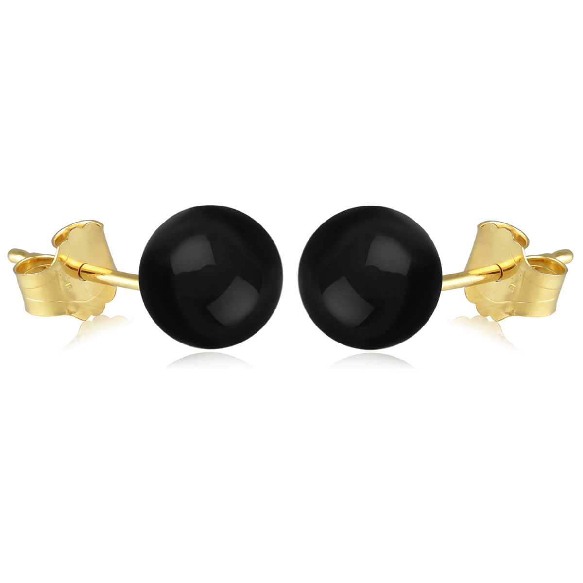 Boucles d'oreille plaqué or boule onyx 10MM