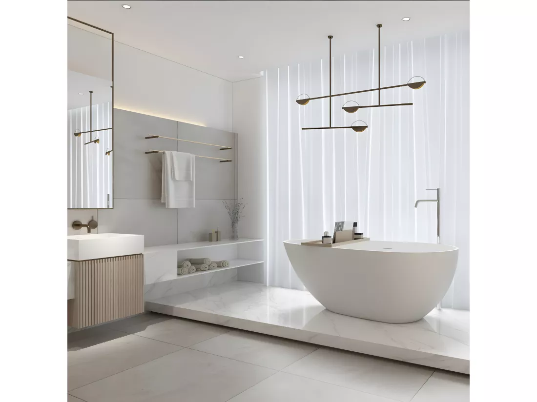 Baignoire îlot design en solid surface ovale HELSINKI 170 cm