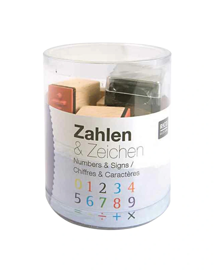 Stempel-Set ZAHLEN & ZEICHEN II 15er-Pack aus Holz