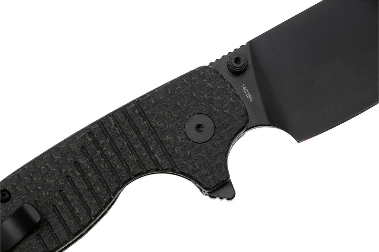 QSP Knife Chefmaster 163-C2, Black 14C28N, Brown Coarse Micarta, zakmes, Keanu Alfaro design
