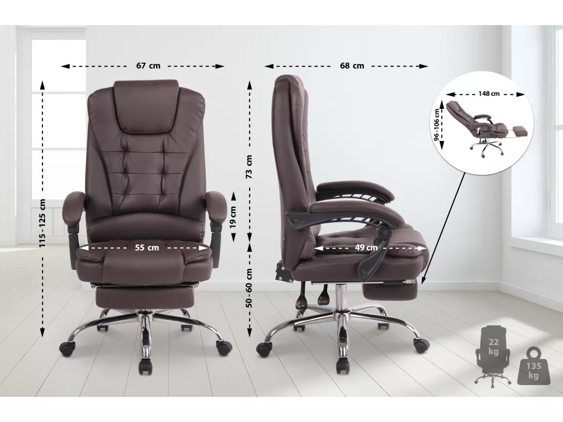 Chaise de bureau - Similicuir - Marron - Oxygen
