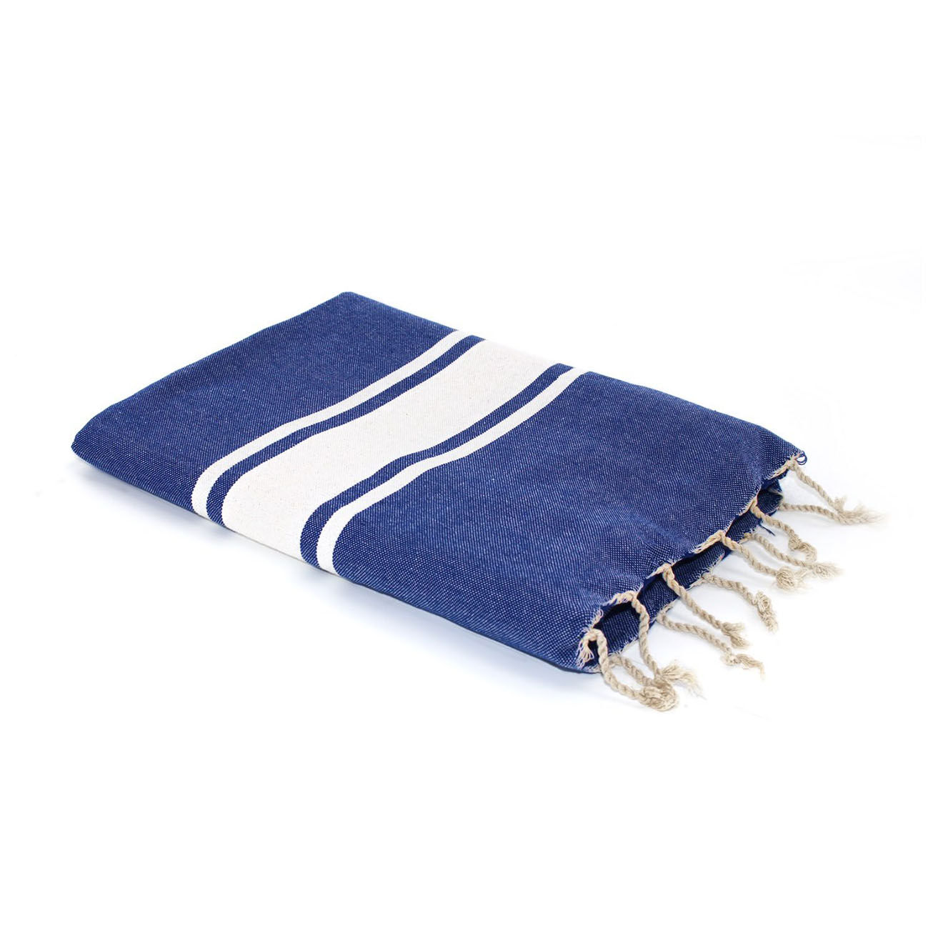 Febronie Fouta Traditionelle St Tropez bleu grecque/blanc - 100x200 cm
