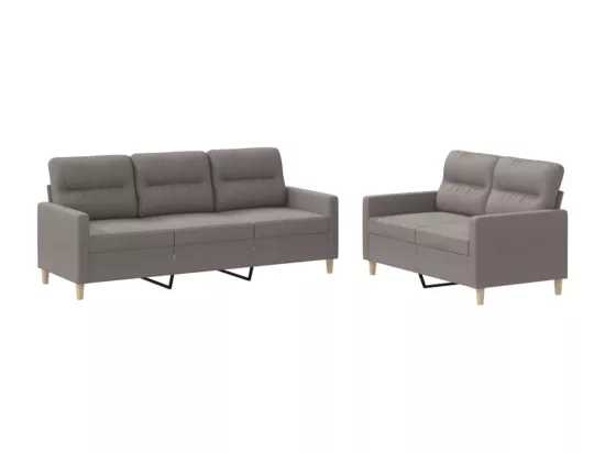Ensemble de canapés 2 pcs avec coussins Taupe Tissu