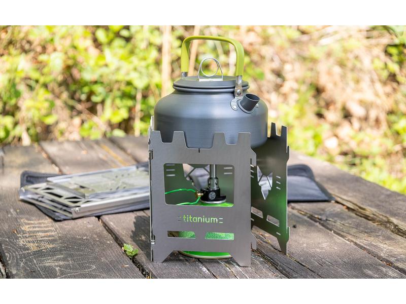 Fennek Grill Campingkocher Hobo Premium, Titan Multifunktionaler Kocher und Grill