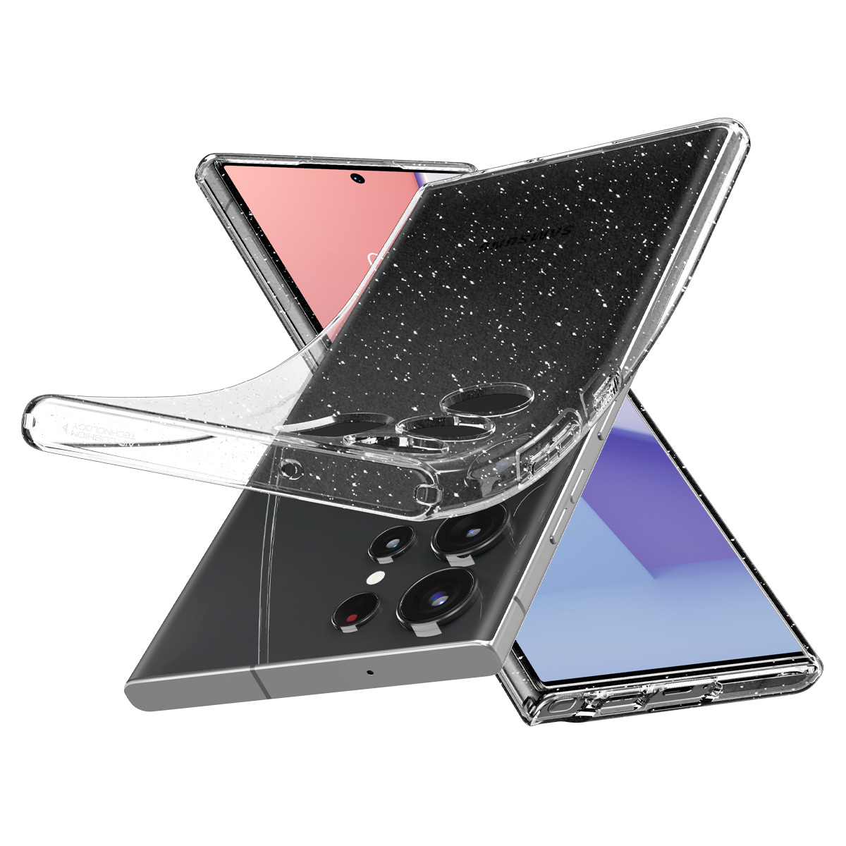 Samsung Galaxy S23 Ultra 5G Liquid Crystal Glitter Case Gummi Hülle (ACS05612) - Transparent