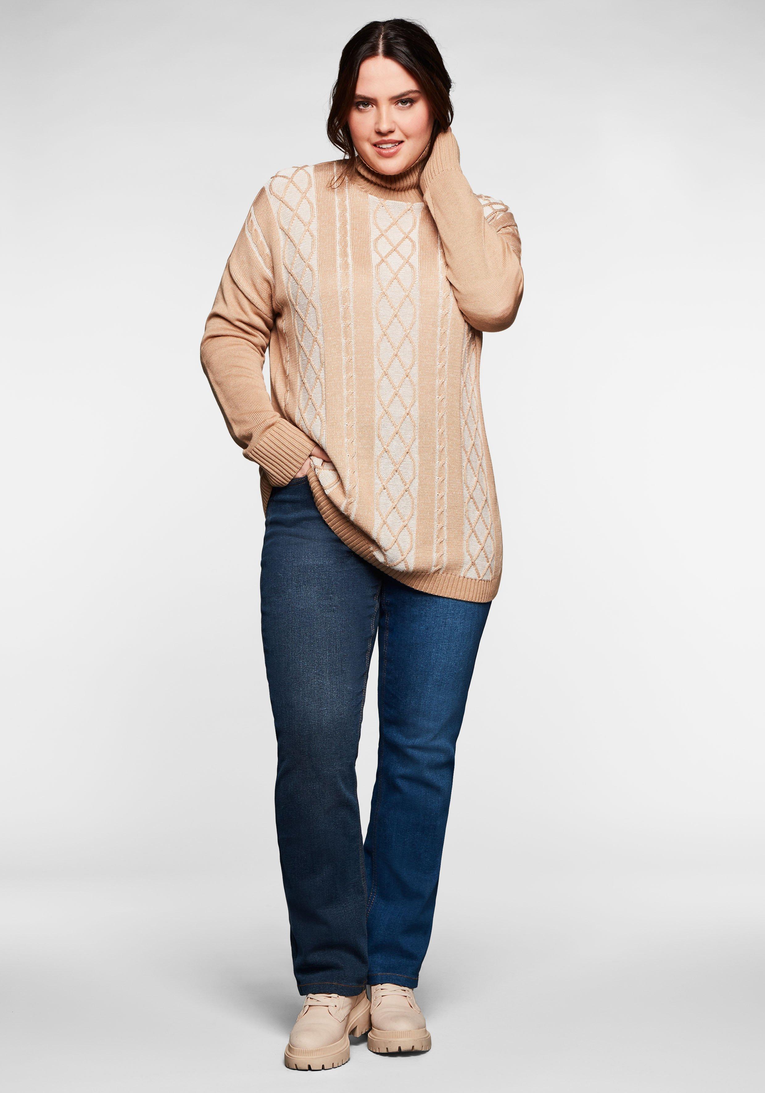 Pullover mit Rollkragen, im Mustermix