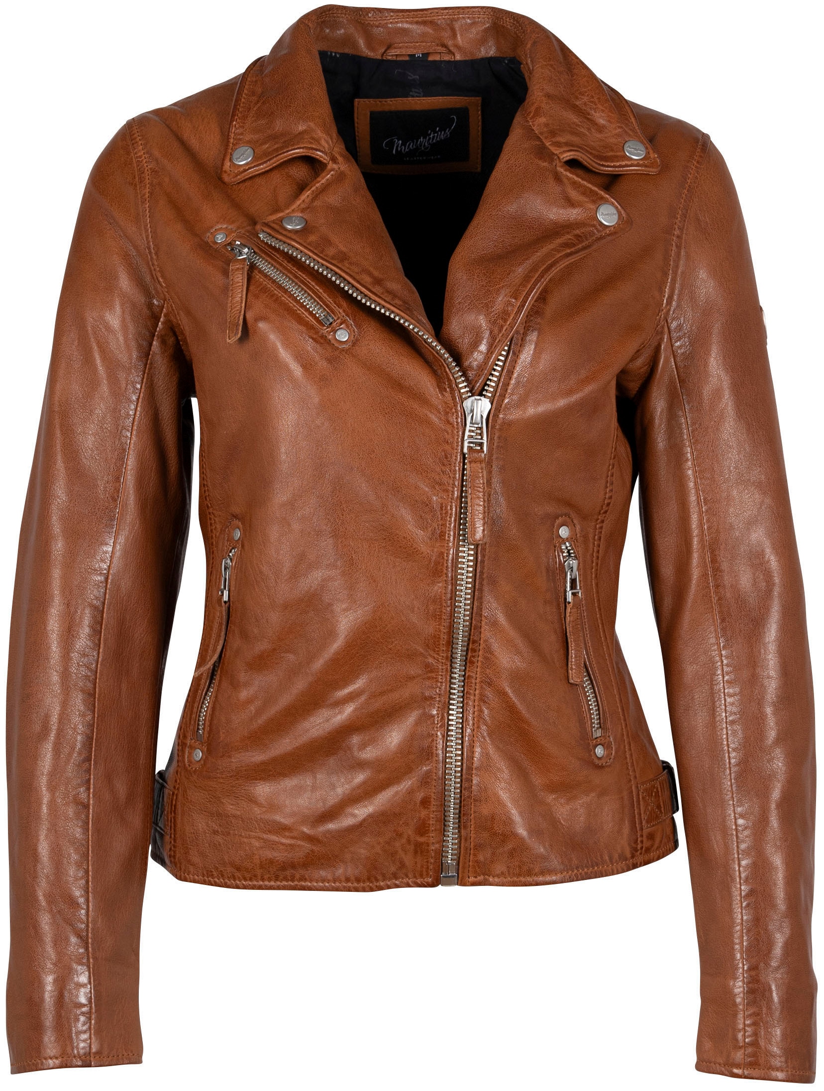 Mauritius Lederjacke »MWPaige« im Biker-Style asymetrischem Reissverschluss, Reverskragen