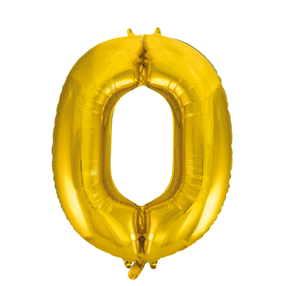Folie Ballon Cijfer 0 Goud XL 86cm leeg