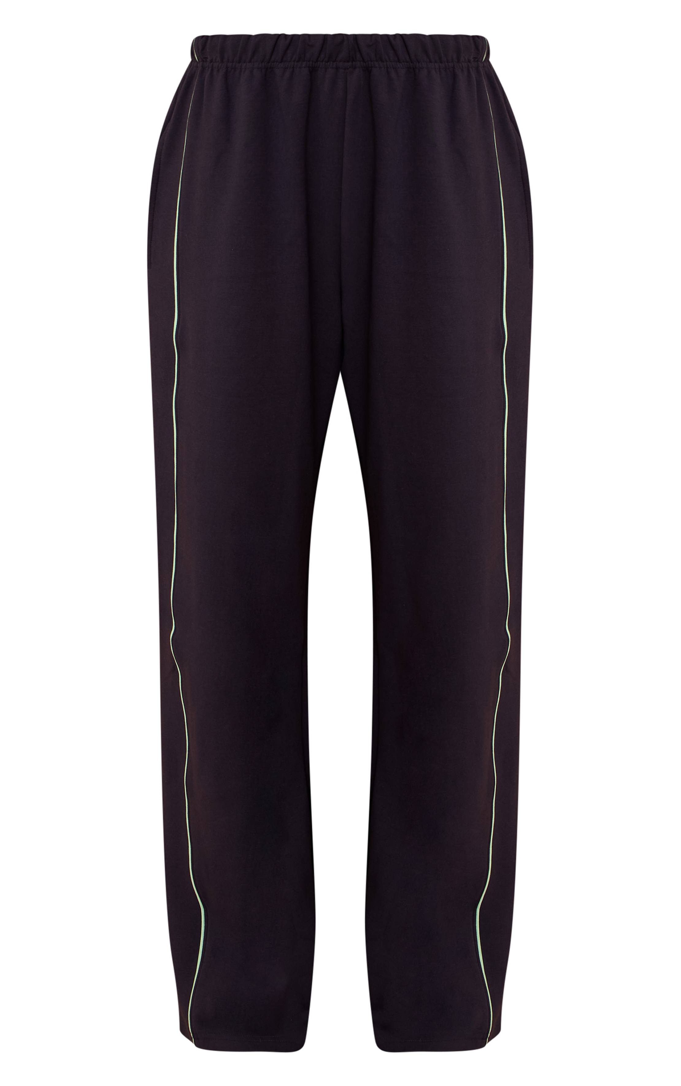 Bleu Marine Jogging Interlock À Jambes Larges Avec Passepoil Contrasté