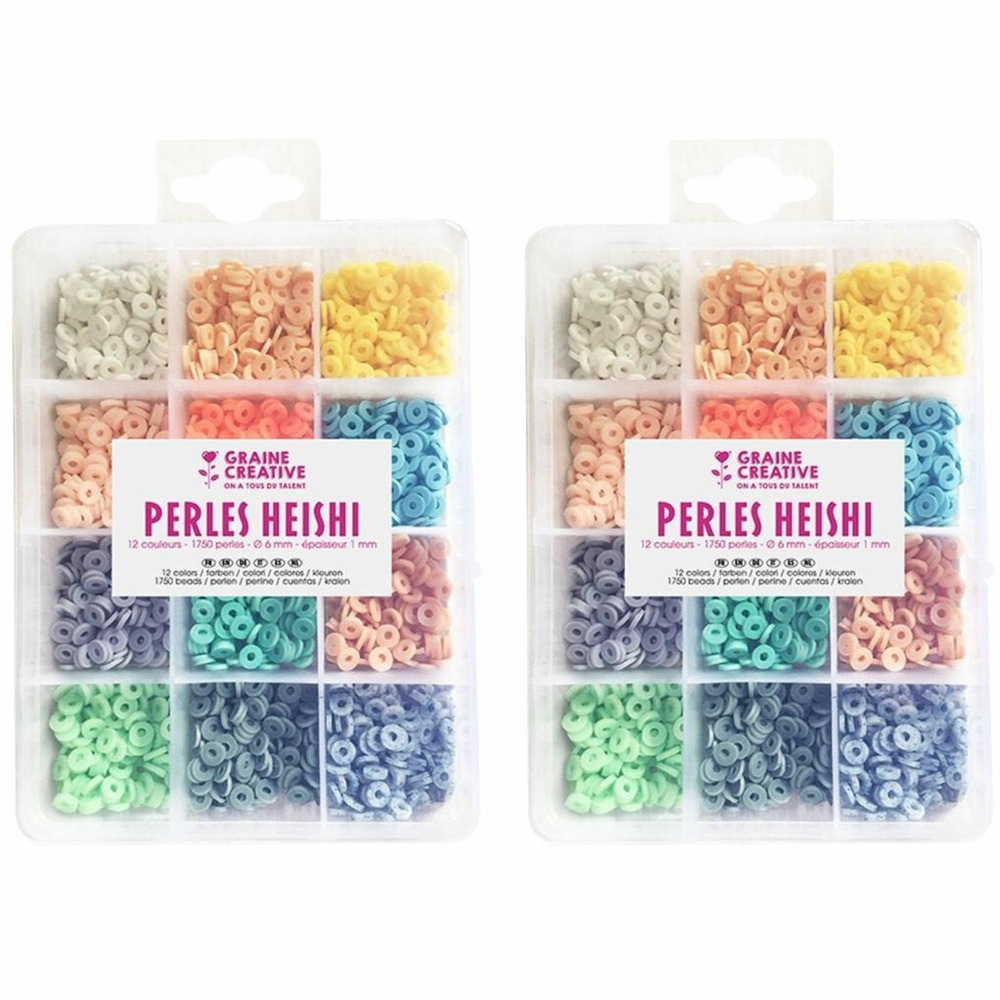 2 boîtes de perles heishi x 12 couleurs pastel