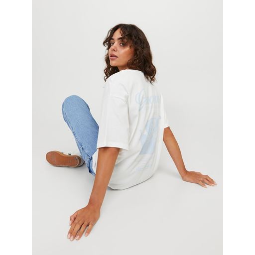 JJXX Josephine Loose T-shirt, Blanc de Blanc/Blue, XL