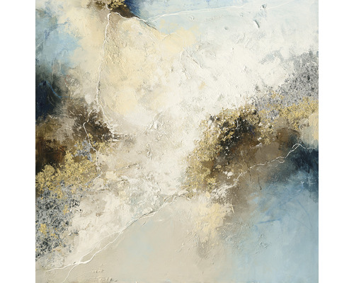 Canvas schilderij origineel Blauw-Bruin-Goud II 90x90 cm