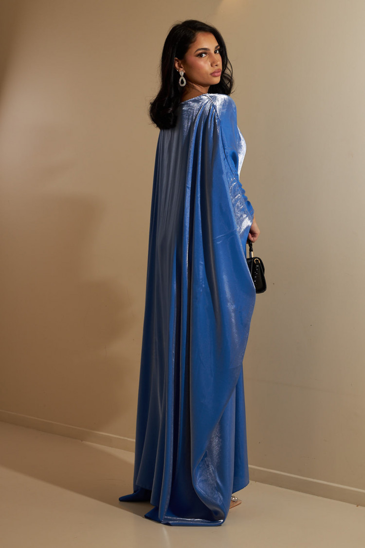 Robe manche chauves-souris pailletées bleu éléctrique