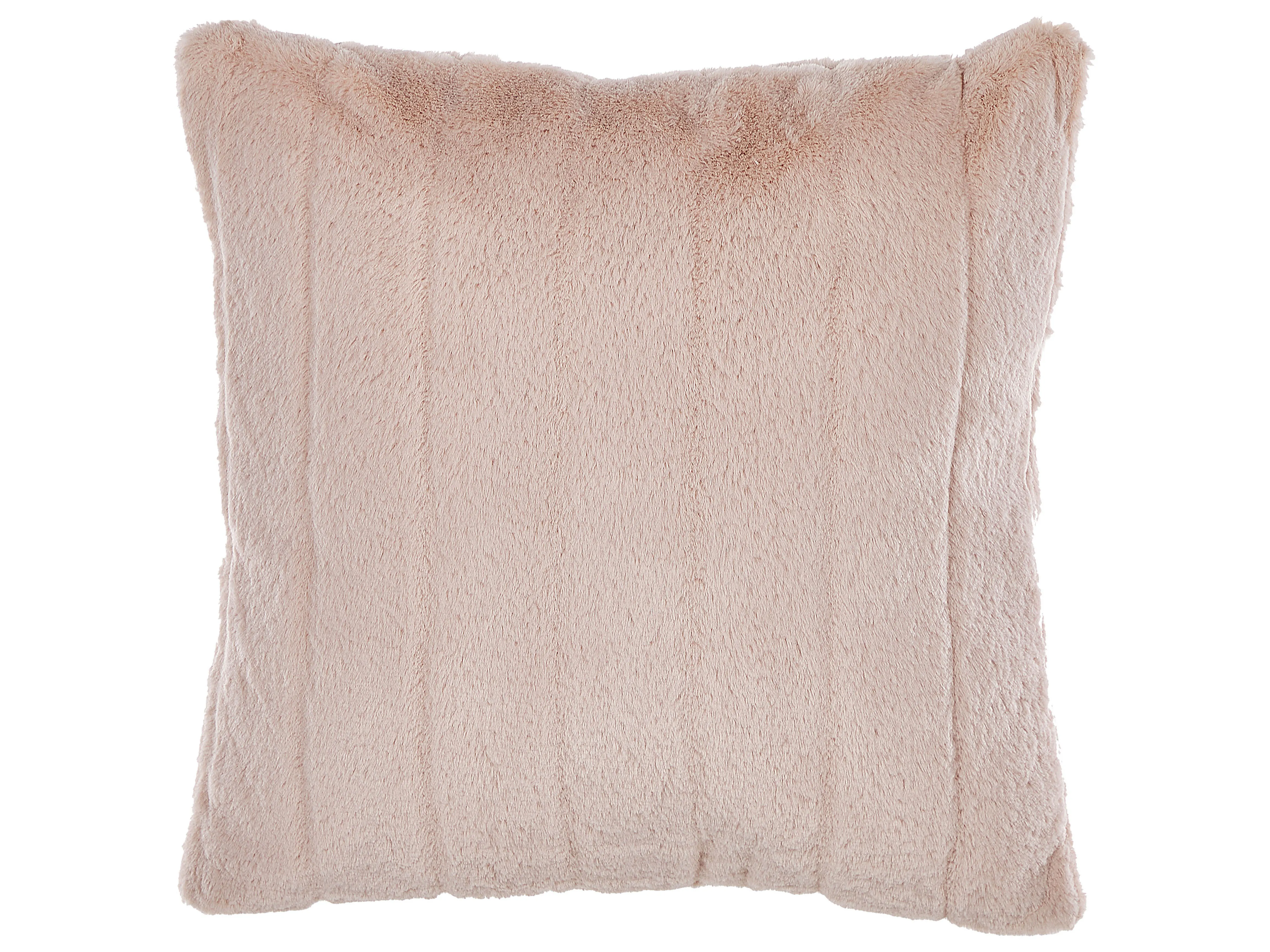 Set van 2 sierkussens PUMILA Nepbont 45 x 45 cm Pastelroze effen