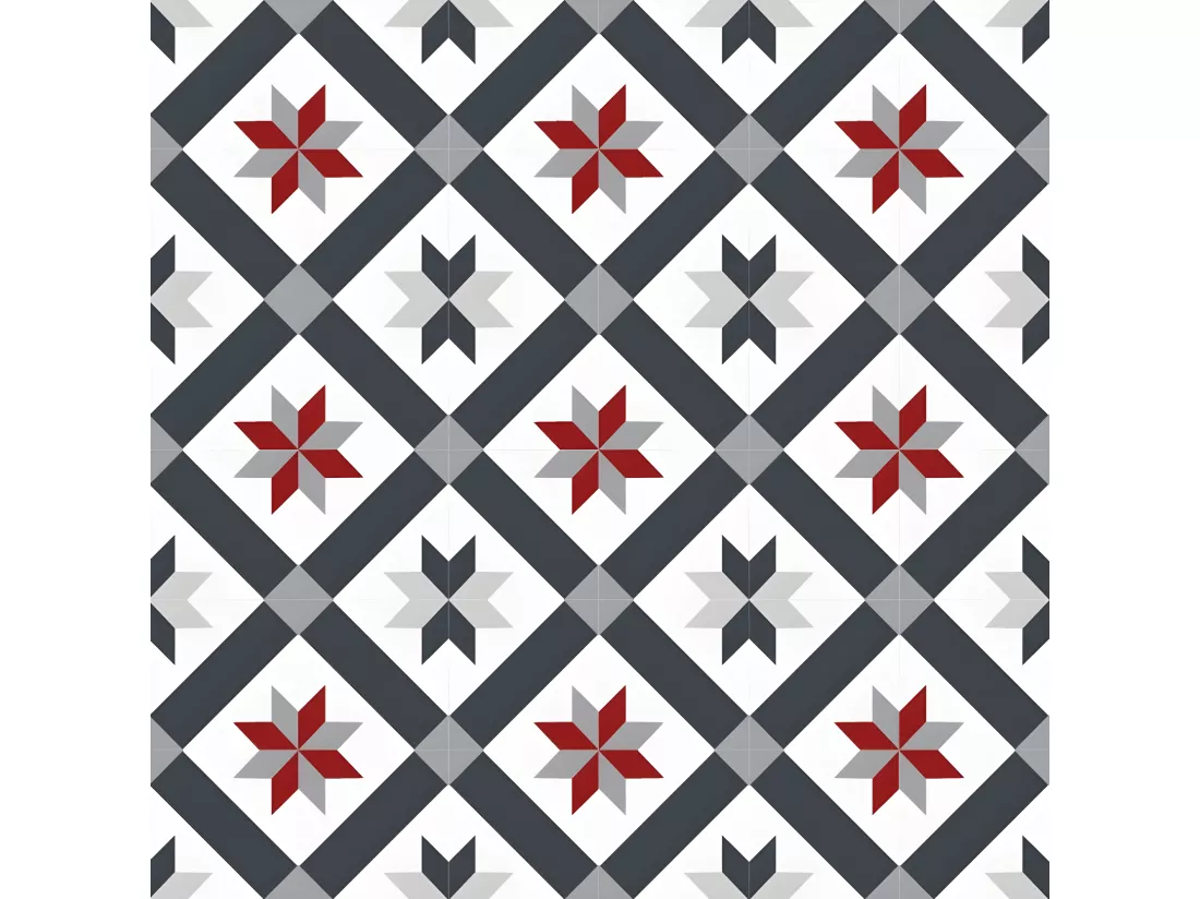 Tapis Vinyle Médium l 50xL120cm - Carreaux de ciment Victoria - Vinyle