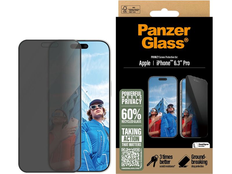 Panzerglass Displayschutz Ultra Wide Fit Privacy iPhone 16 Privacy-Display-Schutzfolie für das Apple iPhone 16 Pro