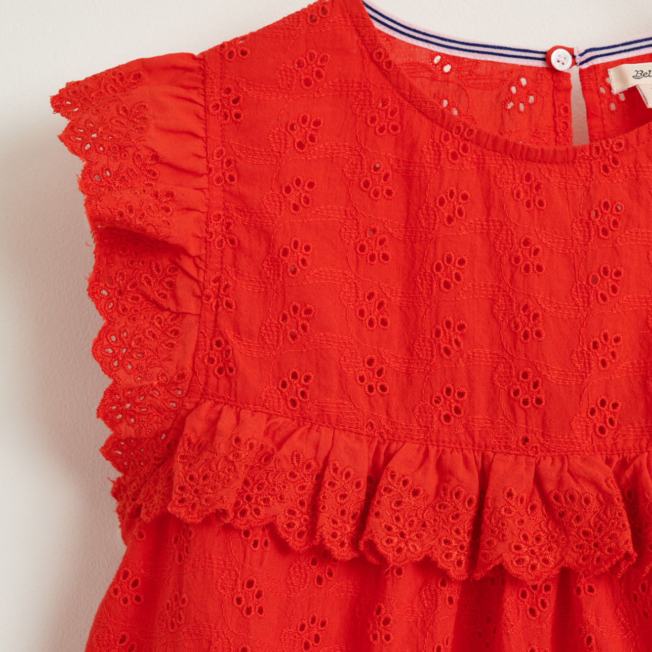 Bellerose Top Hanna en Coton à broderie anglaise rouge