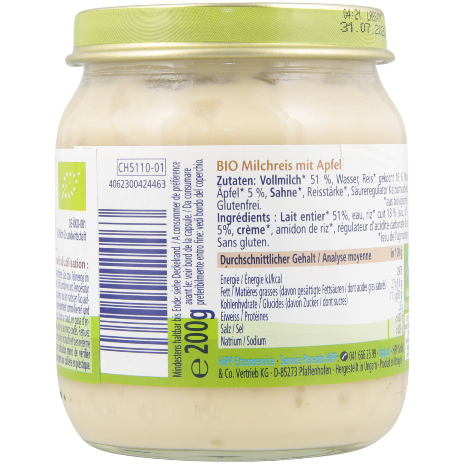 Hipp Milchreis mit Apfel 10+ Monate