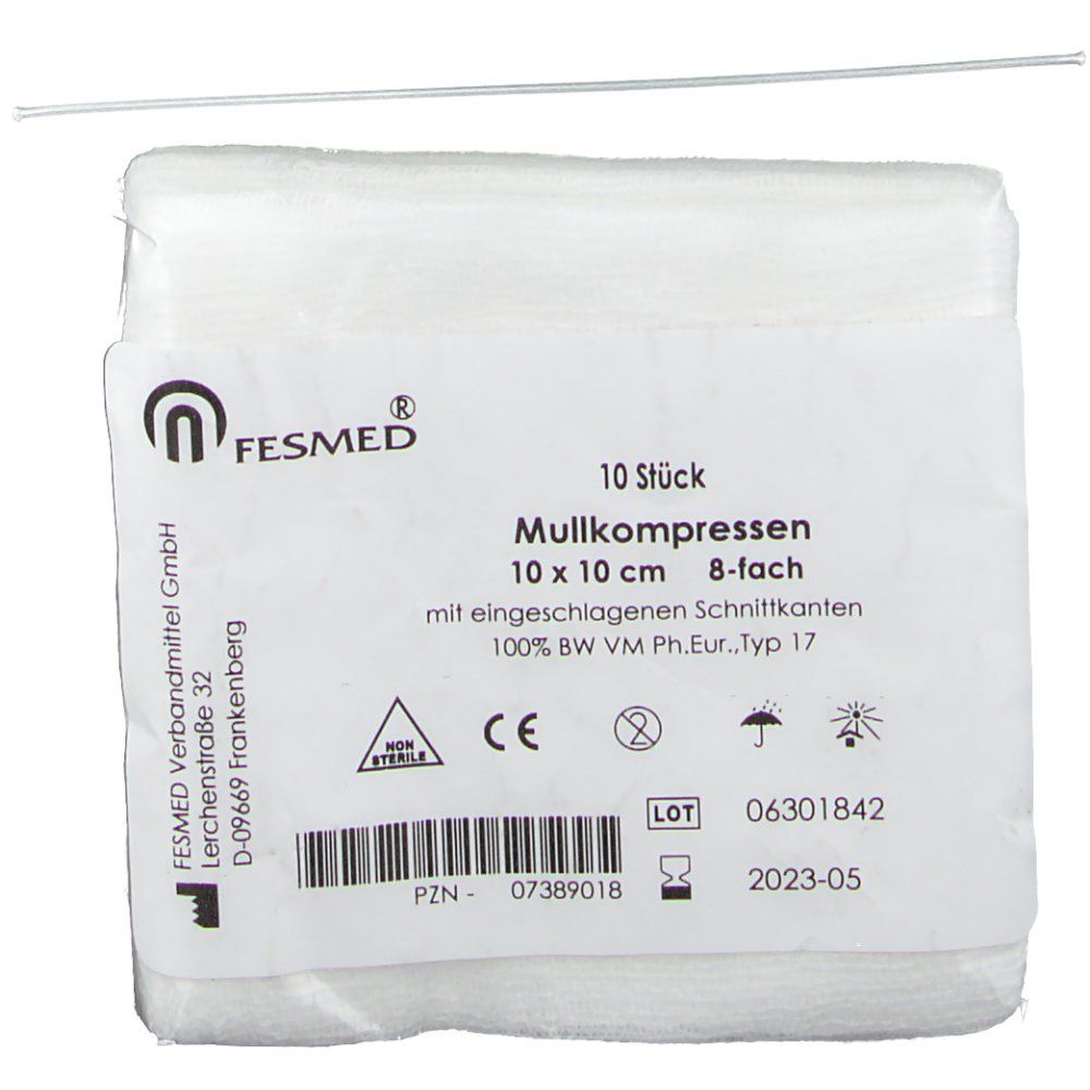 FESMED Mullkompressen 10 x 10 cm 8fach unsteril
