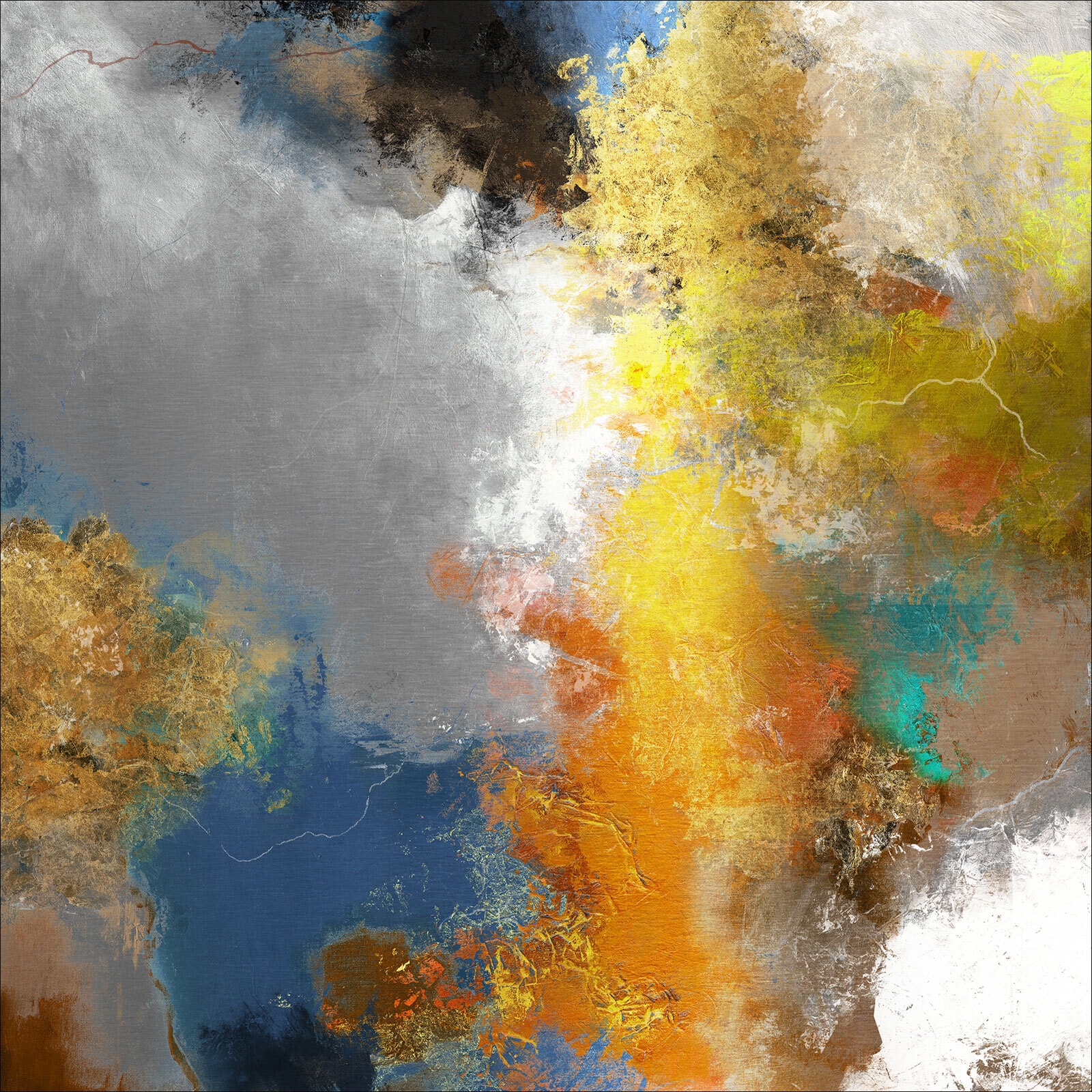 PRO ART Alu-Art Bild BLUE BROWN GOLD V 100 x 100 cm