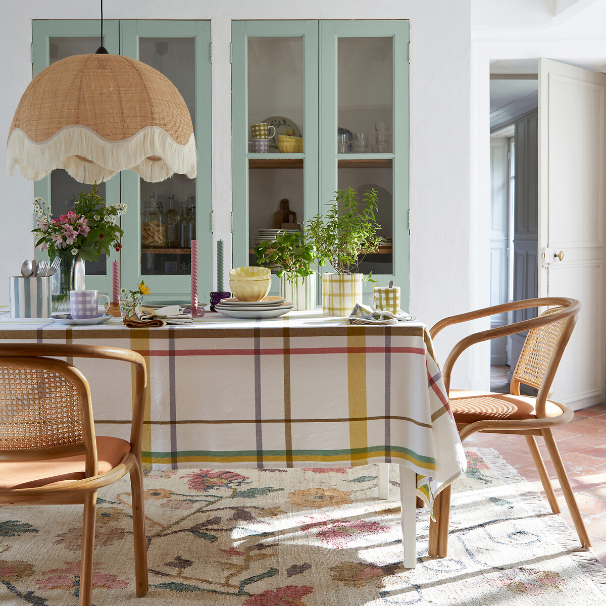 LA REDOUTE INTERIEURS<br>Toalha de mesa com xadrez tecido tingido, algodão lavado, Breda