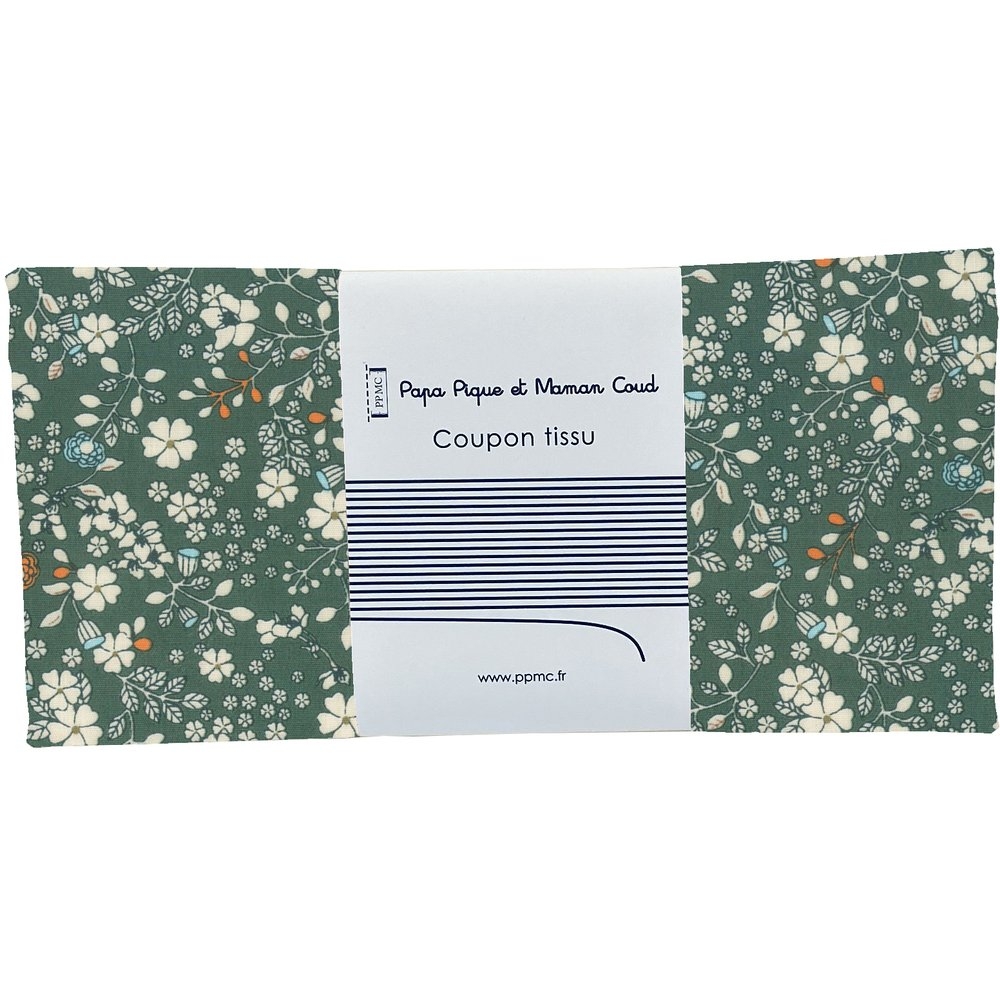 Coupon Tissu 50 Cm Fleuri Kaki