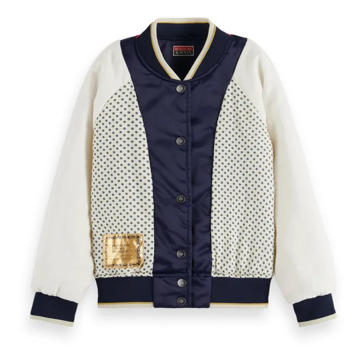 Scotch & Soda Veste Teddy Fleurs | Bleu nuit