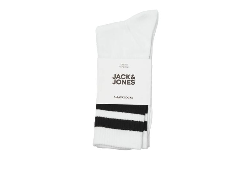 JACK&JONES Sportsocken 3er Pack mit Streifen, Weiss Herren Tennis Socken