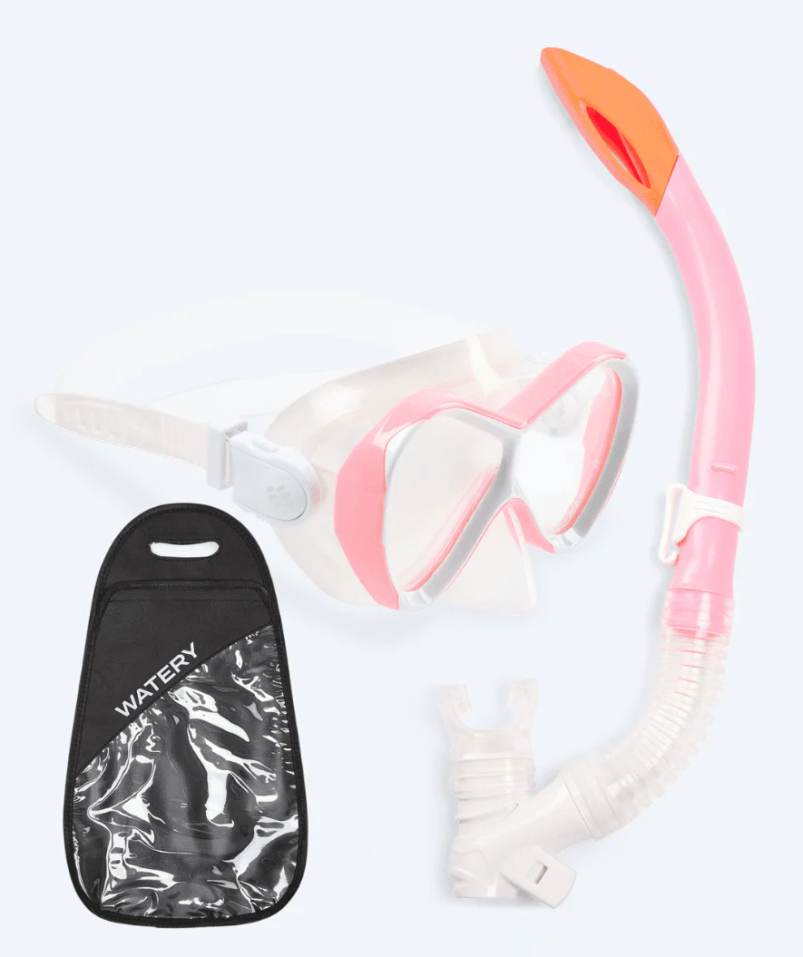 Watery Combo snorkelsæt til børn - Triton Semi-dry - Lyserød
