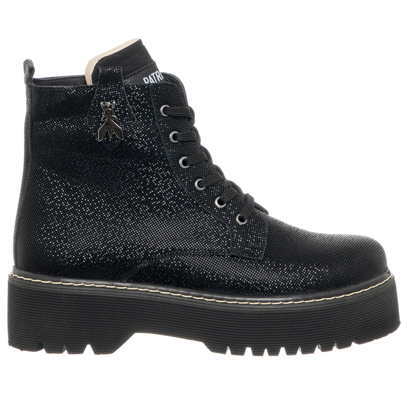 Patrizia Pepe Boots en Cuir Liam irrisées noires - Talon 5 cm
