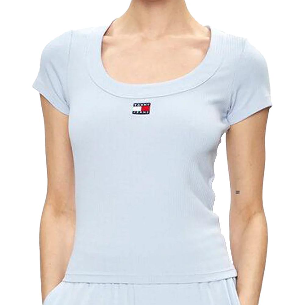 Tommy Hilfiger T-shirt Bleu Clair Femme Tommy Hilfiger Badge